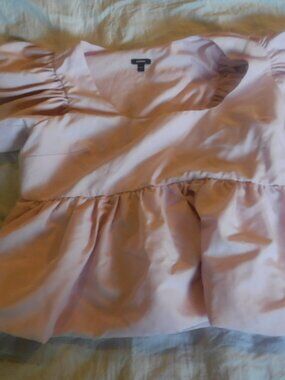 Express Square Neck Flutter Sleve Babydoll Top Pastel Pink Womens Size M Pre Own